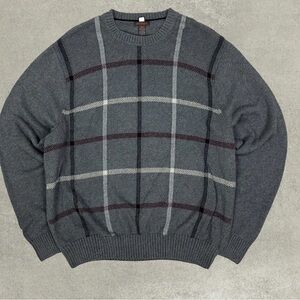DOCKERS Gray Maroon Black Argyle SWEATER Crew XXL